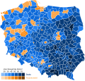 2020 Polish presidential election 1st round, PiS (blue), KO (orange)