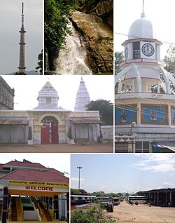 Bhawanipatna clockwise from top left: Doordarshan Tower, Phurlijharan, Durga Mandap (Big Ben of Bhawanipatna), Manikeshwari Mandir, Bhawanipatna Railway Station, Bhawanipatna Bus Stand