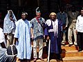 Visit by the US ambassador (wearing traditional indigo clothes) to the Chiefs of Bana (left) and Bandja (right)