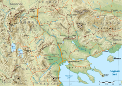 2009 topographical map of the geographical region of Macedonia