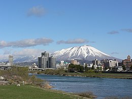 Mount Iwate dominates the city of Morioka