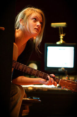 Fraser in Catherine North Studios, Ontario, Canada, during recording of her debut album in 2008