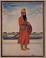 A watercolor portrait of Ranjit Singh who wore the angarkha during his reign.[110]