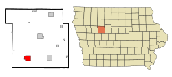 Location within Calhoun County and Iowa