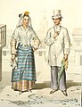 Baro't saya worn by a mestizo de sangley couple by Jean Mallat de Bassilan (c.1846)