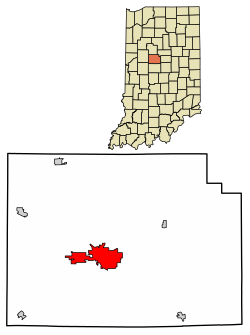 Location of Frankfort in Clinton County, Indiana.