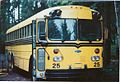 A photo taken in March, 1999, of a 1977 Gillig tandem-axle school bus that was undergoing a full restoration. Regrettably, the bus no longer exists. Was uploaded for the Gillig article, and was used briefly.