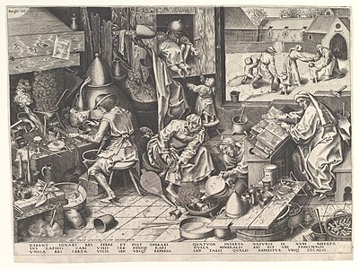 The Alchemist by Pieter Bruegel the Elder, Metropolitan Museum of Art, original etching