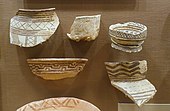 Fragment of Samarra pottery with geometrical designs in University of Chicago Oriental Institute (USA)