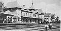 Storvik railroad station and the hotel to the far right. Postcard, around 1880.
