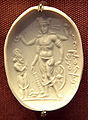 Image 10Vishnu Nicolo Seal representing Vishnu with a worshipper (probably Mihirakula), 4th–6th century CE. The inscription in cursive Bactrian reads: "Mihira, Vishnu and Shiva". British Museum. (from History of Afghanistan)