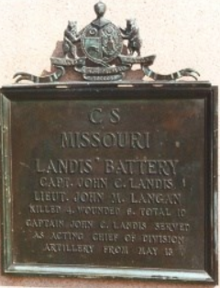 Plaque commemorating Landis's Missouri Battery at Vicksburg National Military Park