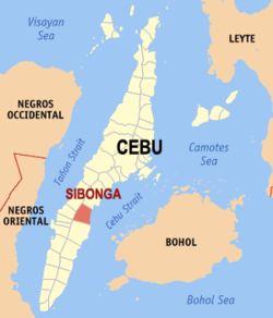 Map of Cebu with Sibonga highlighted