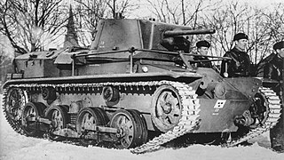 Stridsvagn m/31 during winter trials, late 1930s.