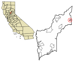 Location of Camptonville in Yuba County, California.