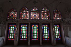 Stained glass work inside the Abbāsi House.