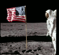 Animation of the two photos, showing that Armstrong's camera moved between exposures, but the flag is not waving.