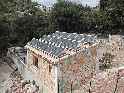 solar PV system at a sewage treatment plant in Santuari de Lluc (Mallorca)