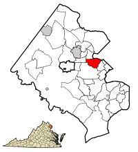 Location of West Falls Church in Fairfax County, Virginia