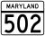 Maryland Route 502 marker