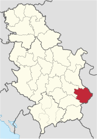 Location of the Pirot District within Serbia