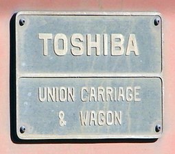 Toshiba, + Union Carriage & Wagon builders plate on South African Class 10E2 locomotive