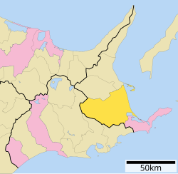 Location of Betsukai in Hokkaido (Nemuro Subprefecture)
