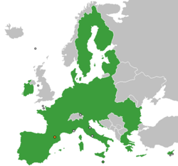Map indicating locations of European Union and Andorra