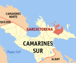 Map of Camarines Sur with Garchitorena highlighted