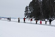 Skiing and ice skating on Lake Tuusulanjärvi in Tuusula.