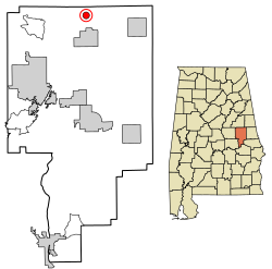 Location of Goldville in Tallapoosa County, Alabama.