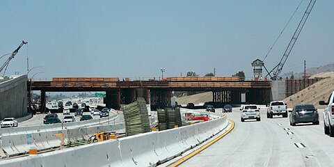 Overpass under construction over Interstate 5 in Burbank, California, July 2021