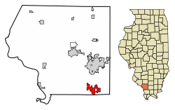 Location of Makanda in Jackson County, Illinois.