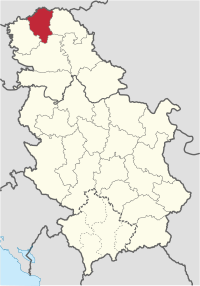 Location of the North Bačka District within Serbia