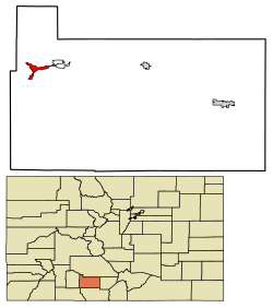 Location of South Fork in Rio Grande County, Colorado.