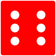 A die showing 6 pips