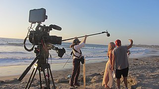 Video production at South Carlsbad State Beach, California.