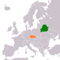Map indicating locations of Belarus and Czech Republic