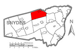 Map of Snyder County, Pennsylvania highlighting Center Township