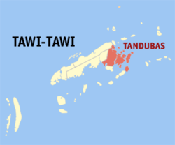 Map of Tawi-Tawi with Tandubas highlighted