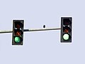 A photo of two 3M signals taken in Shelton, Washington, for the 3M article. Taken from the intended viewing area (a single northbound lane of traffic) these signals become readily visible through a complex optical masking process.