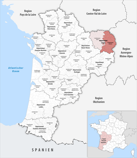 Location within the region Nouvelle-Aquitaine