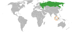 Map indicating locations of Russia and Singapore