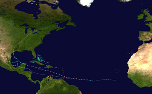 A map of the tracks of all the storms of the 2024 Atlantic hurricane season.