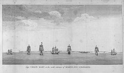Anson's ships in the Strait of Magellan