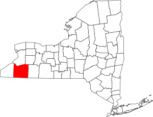 Map of New York highlighting Cattaraugus County