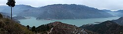 Tehri Dam lake Panorama in New Tehri, Uttarakhand, India