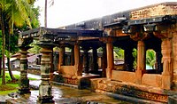 Ancient temple porch to a mandapa, India