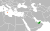Location map for Malta and the United Arab Emirates.