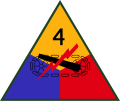 4th Armored Division insignia. The division chose not to add a nickname as befit their motto: Name Enough!